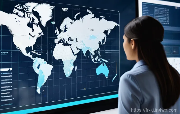 웹 기술을 통한 데이터 시각화 기법 - **Prompt: "In a futuristic, high-tech office environment, a focused male data analyst, wearing a con...
