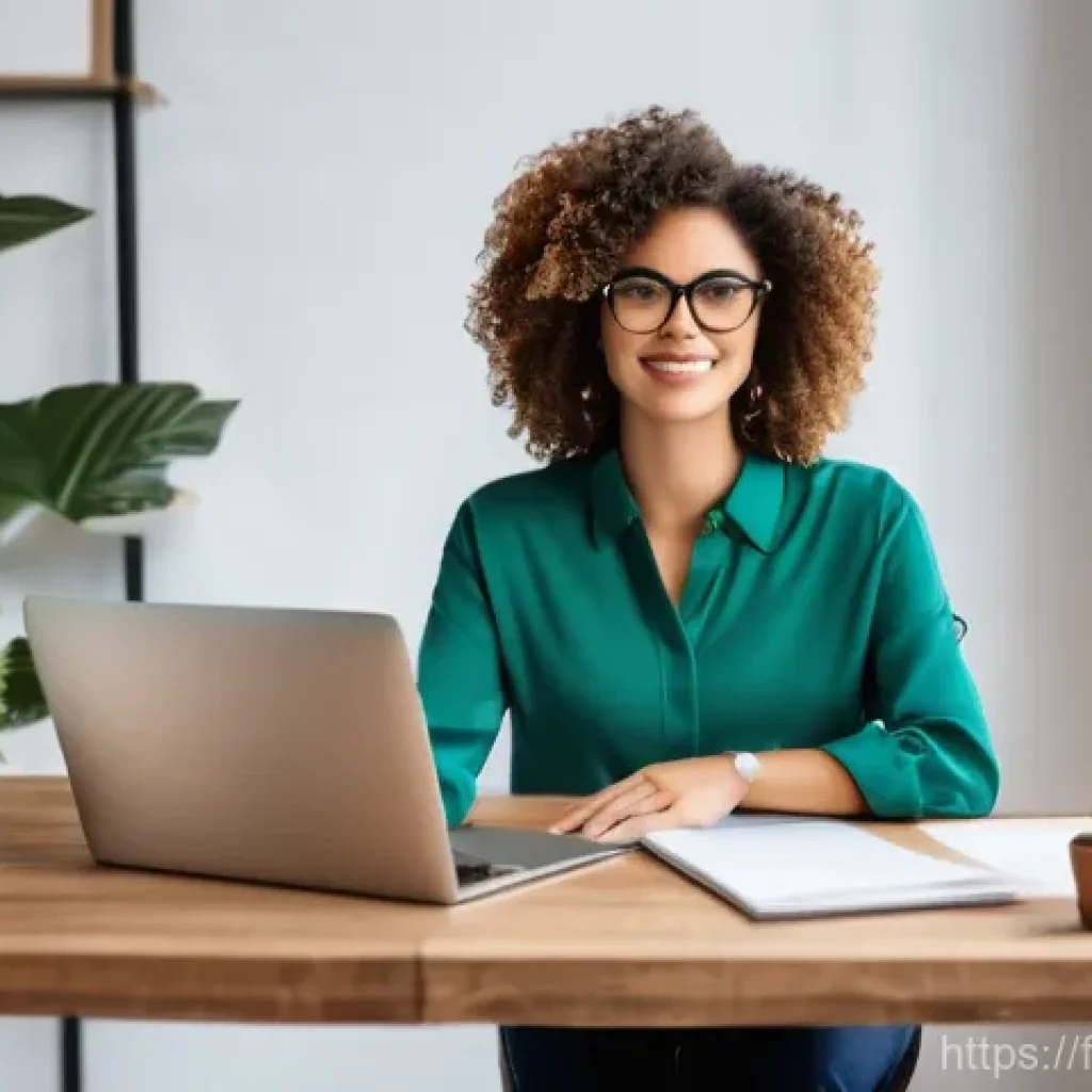 웹 기술을 활용한 전자상거래 사이트 구축 - **Prompt:** "A diverse young entrepreneur, perhaps a woman with natural curly hair and stylish glass...