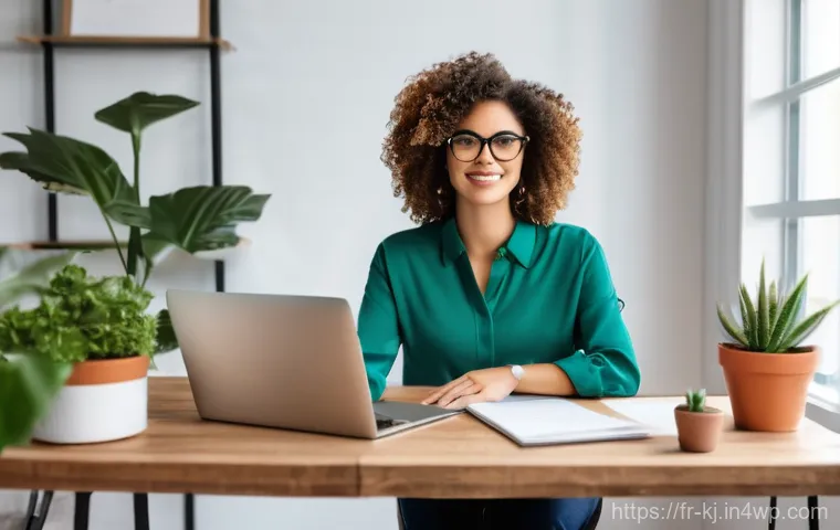 웹 기술을 활용한 전자상거래 사이트 구축 - **Prompt:** "A diverse young entrepreneur, perhaps a woman with natural curly hair and stylish glass...