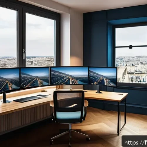 Home 31 서버 측 템플릿 렌더링의 이점과 활용 - A modern web developer workspace featuring multiple high-resolution monitors displaying server-side ...
