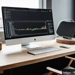Home 18 디자인 시스템 구축을 위한 웹 기술 활용 - A modern web developer’s workspace showing a large widescreen monitor displaying a detailed design s...
