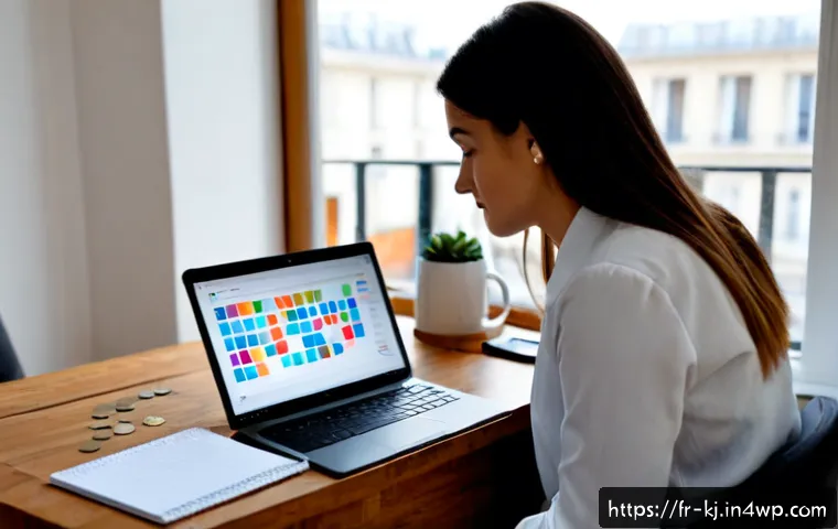Home 17 웹 크롤링을 통한 데이터 수집 방법 - Photorealistic home office in Paris, a French data analyst viewing a laptop with abstract colorful d...